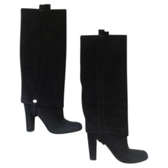 Joan and David Dachoice Black Suede Overlap Chunky Heeled Knee Hi Boots Size 7.5 - Picture 6 of 15